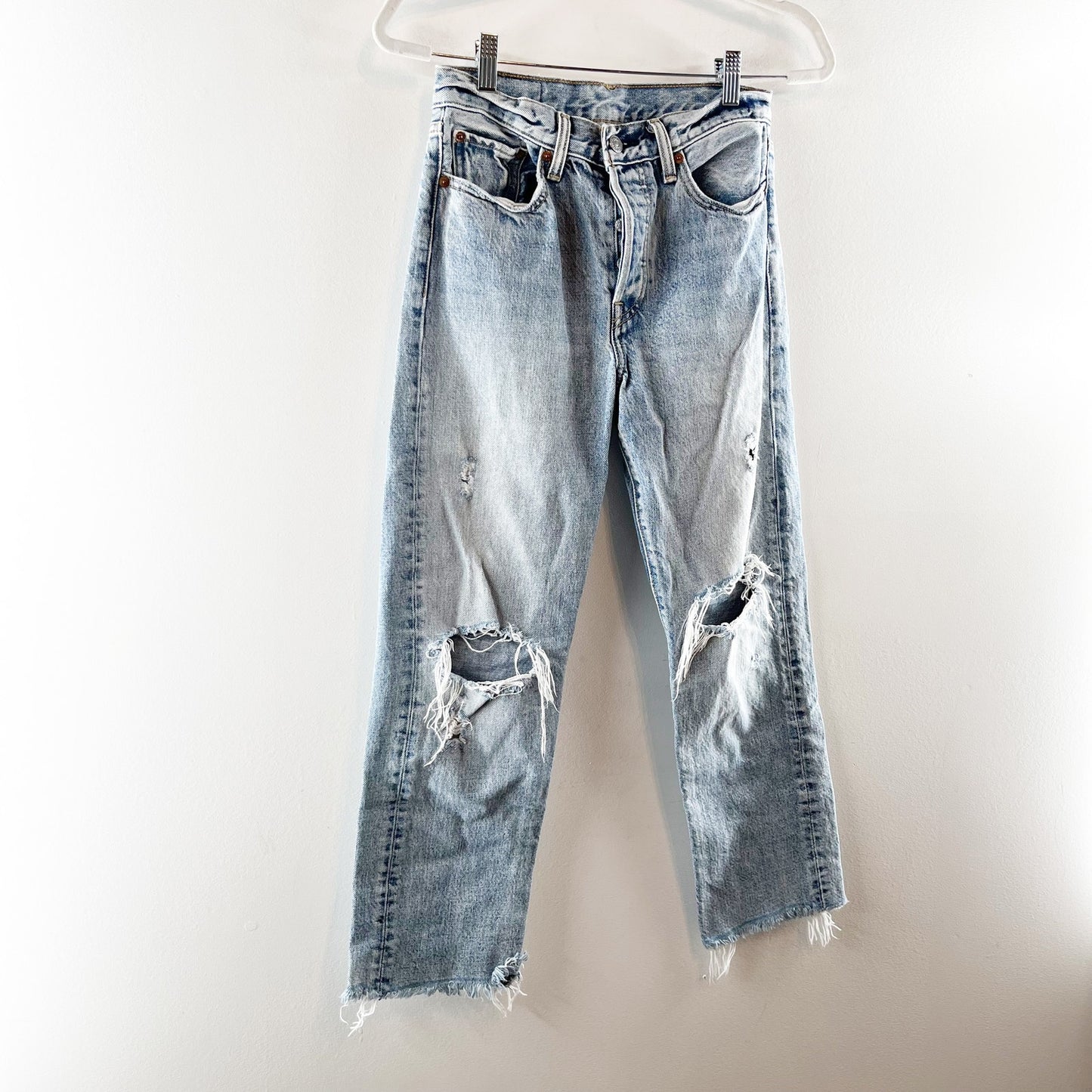 Levi's Premium Distressed Denim Frayed Hem Wedgie Straight Jean Lost Inside 27