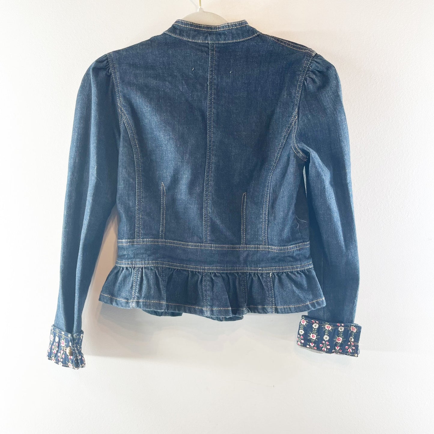 Pilcro and the Letterpress Anthropologie Peplum Military Jean Jacket Blue Small