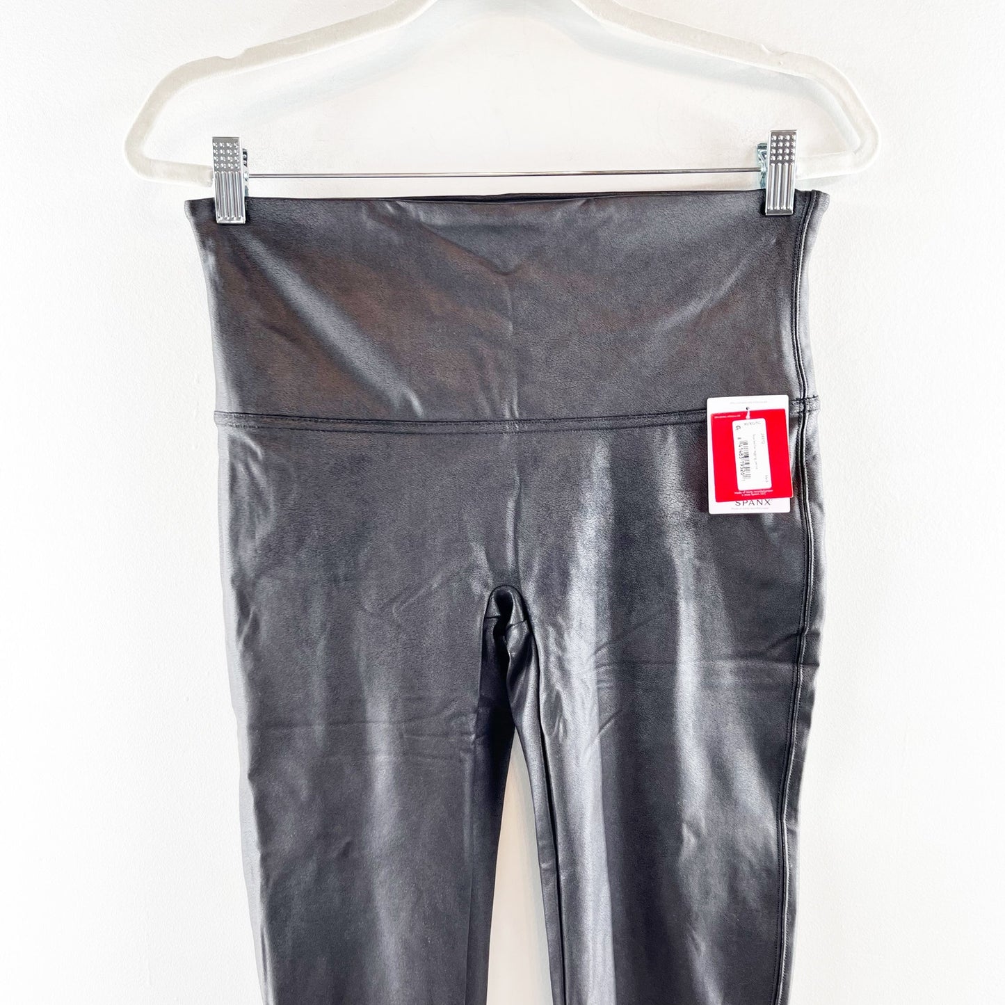 Spanx High Rise Compression Faux Leather Leggings Black XL Petite