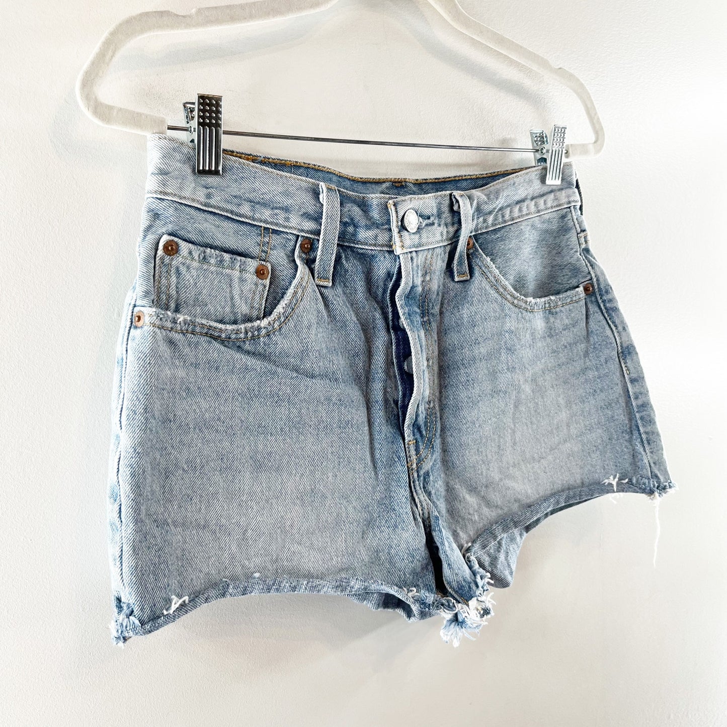 Levi's High Rise 501 Original Button Fly Jean Cutoff Shorts Blue 28 / 6