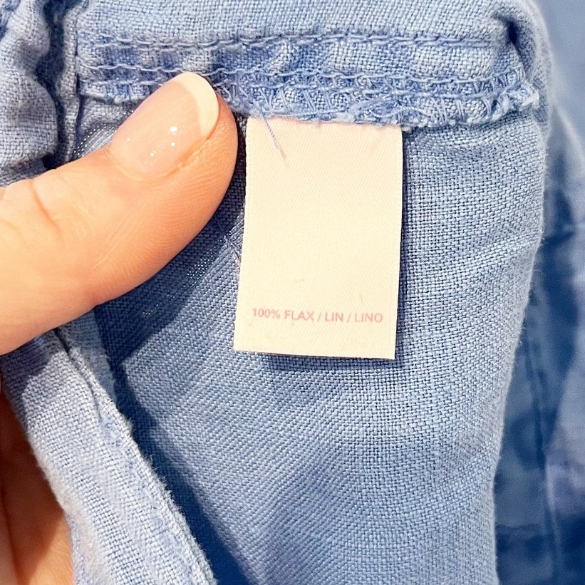 Victoria's Secret Low Rise Linen Wide Leg Beach Pants Blue 0