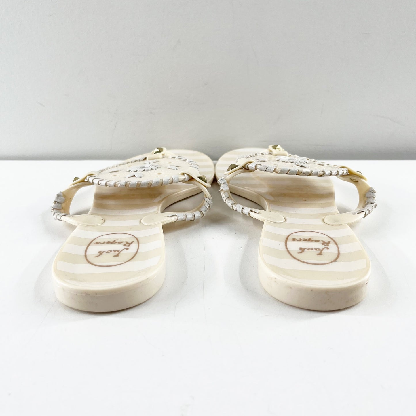 Jack Rogers Georgica Jelly Thong Sandals Cream White 8