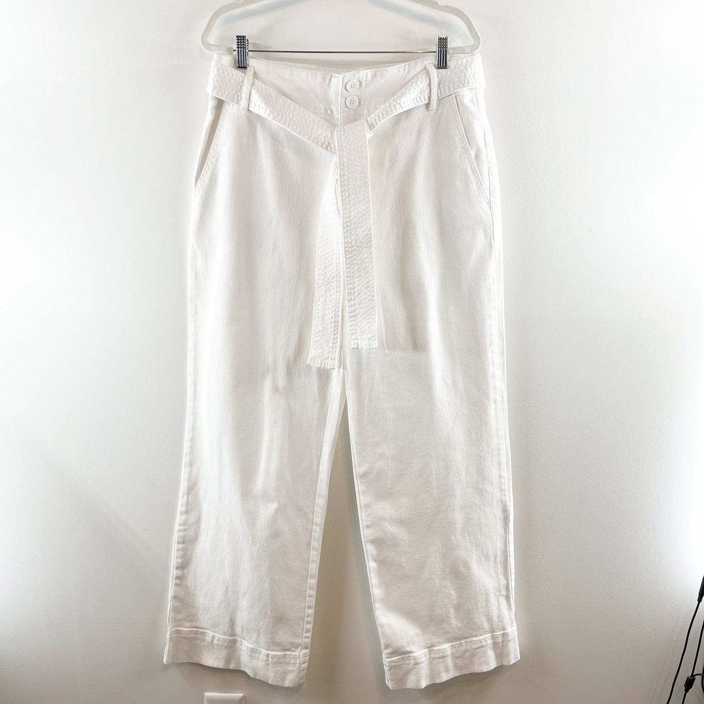 A New Day High Rise Wide Leg Belted Trouser Pants White 16