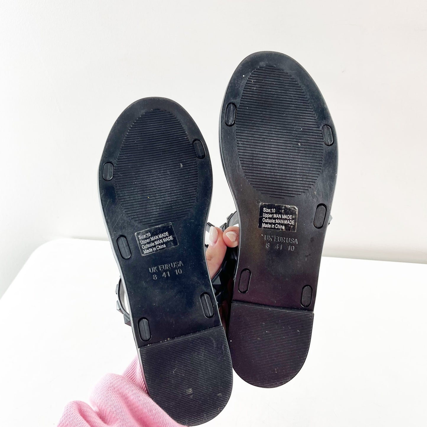 Olivia Miller Strappy Studded Slide Sandals Black 10