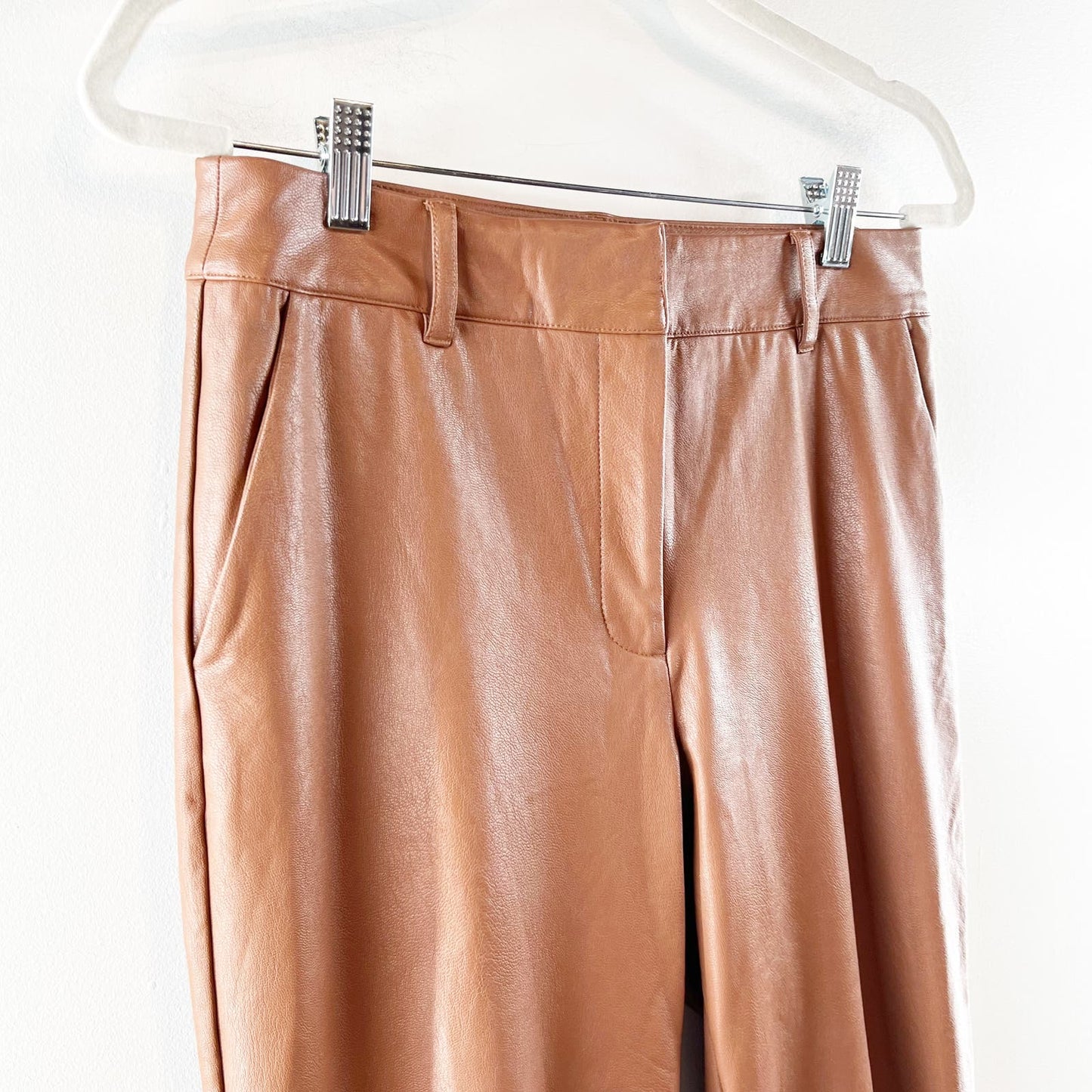 Commando Faux Leather High Rise 7/8 Cropped Trouser Pants Cocoa Brown Small