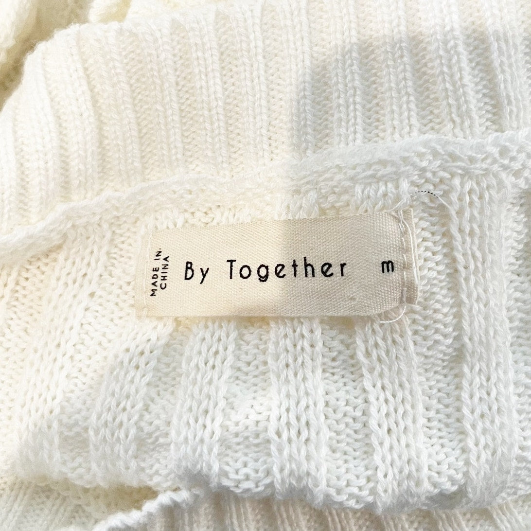 By Together Baylor Crewneck Slouchy Sweater Ivory White Medium