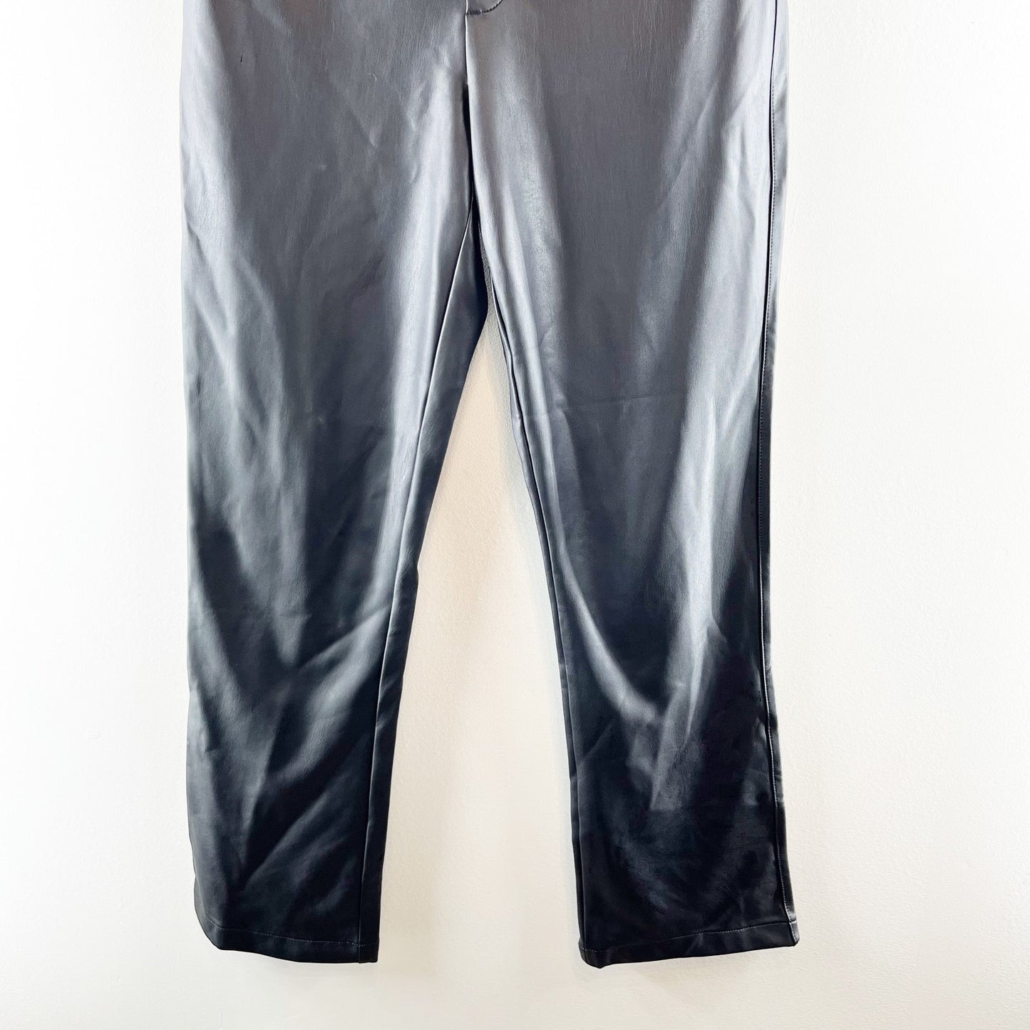 Maeve Anthropologie High Rise Straight Leg Faux Leather Pants Black 10 Tall