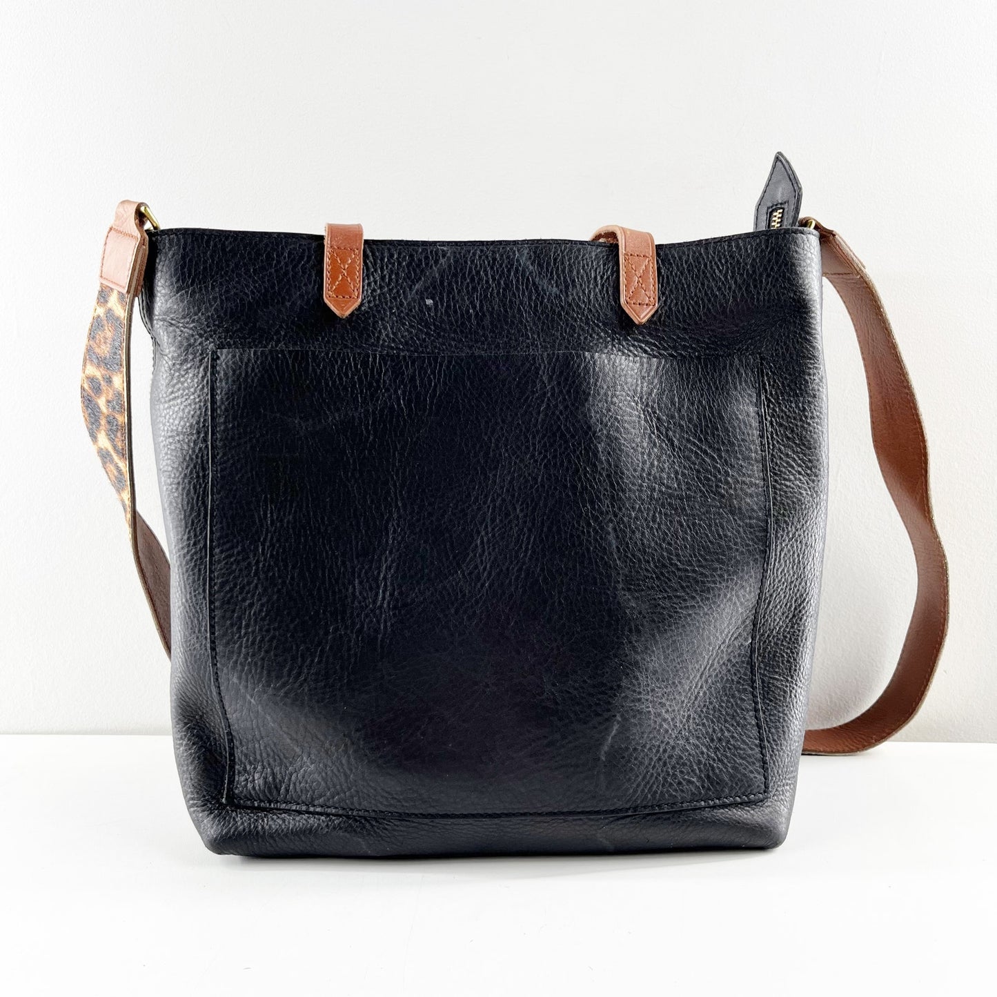 Madewell The Leather Transport Tote Bag Black Brown