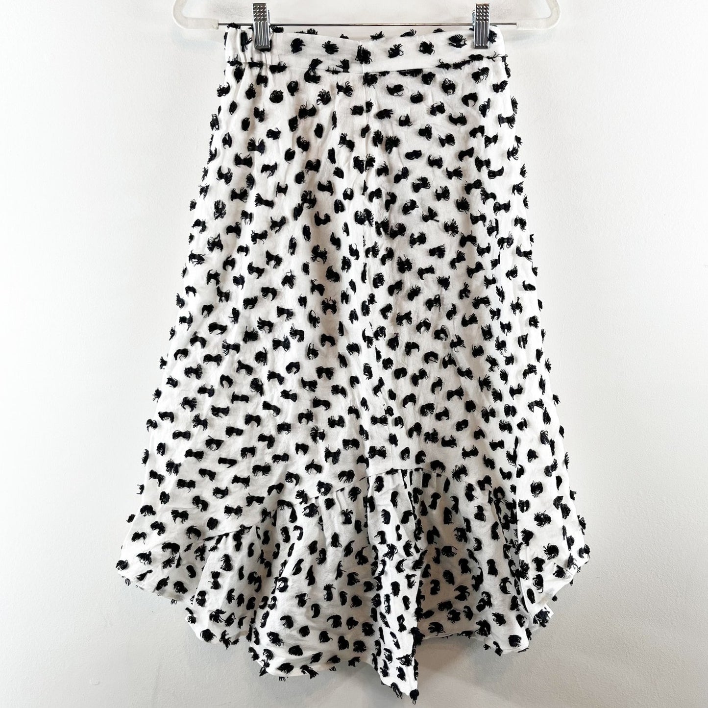 Anthropologie Eva Franco Mod Bow Embroidered Textured Midi Skirt White Black 4