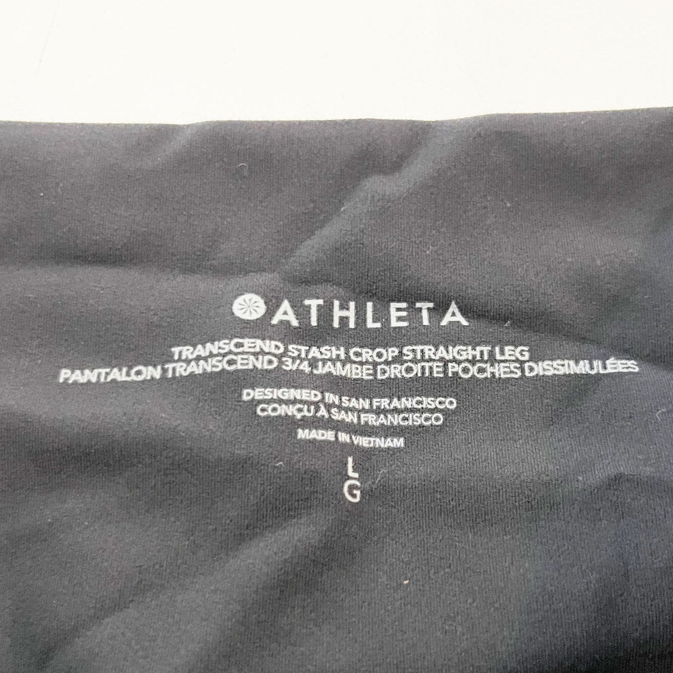 Athleta Transcend Stash Crop High Rise Straight Leg Pants Leggings Black Large