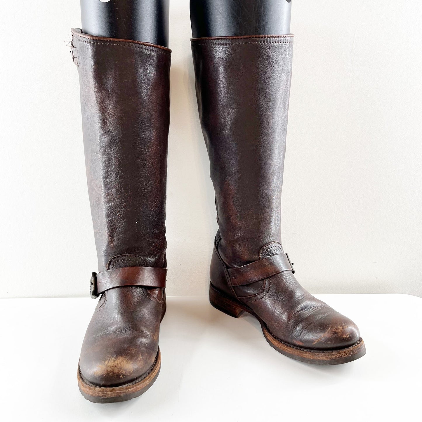FRYE Veronica Leather Riding Slouch Knee High Boots Brown 7.5