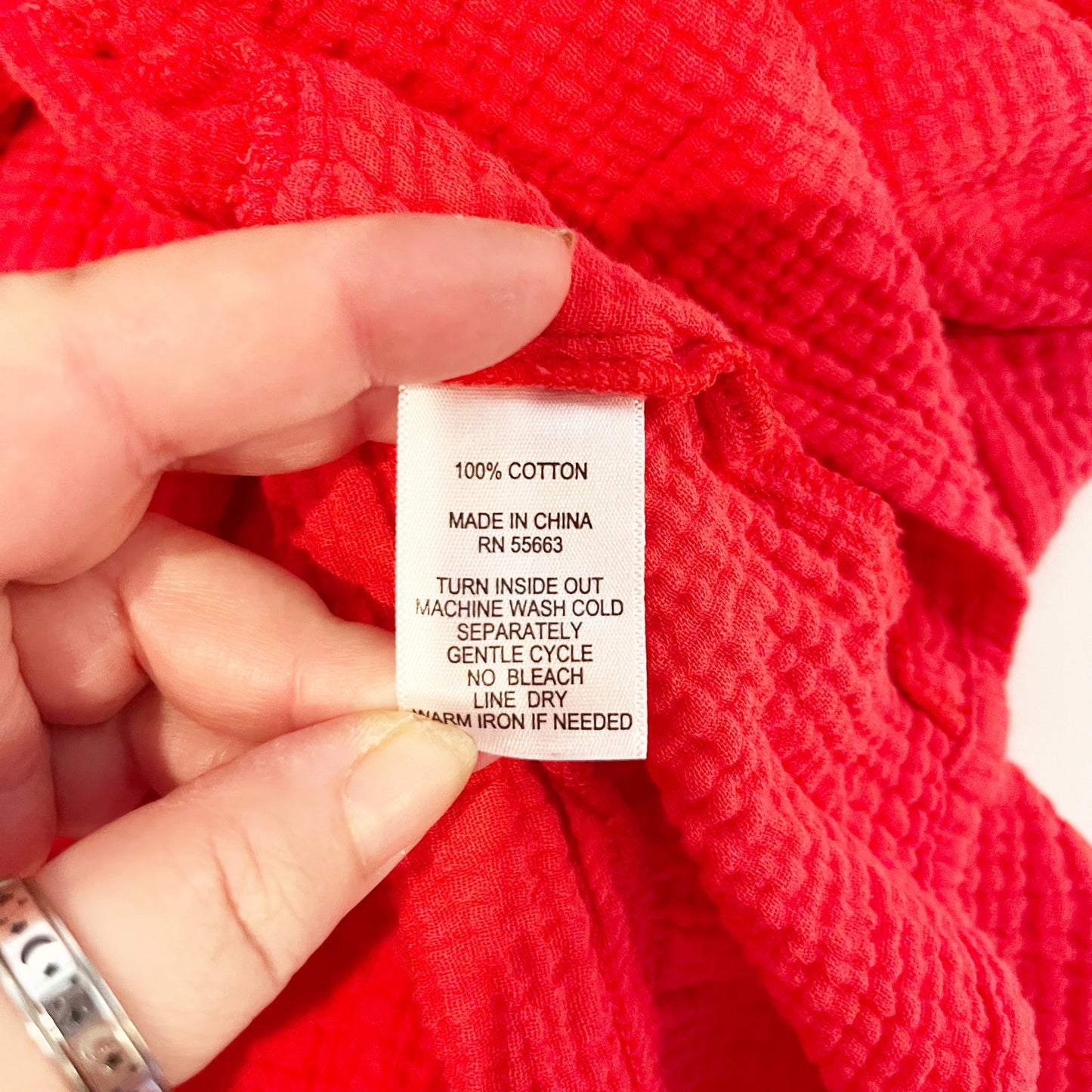 C&C California Smocked Gauzy Cotton Tiered Midi Dress Red Small