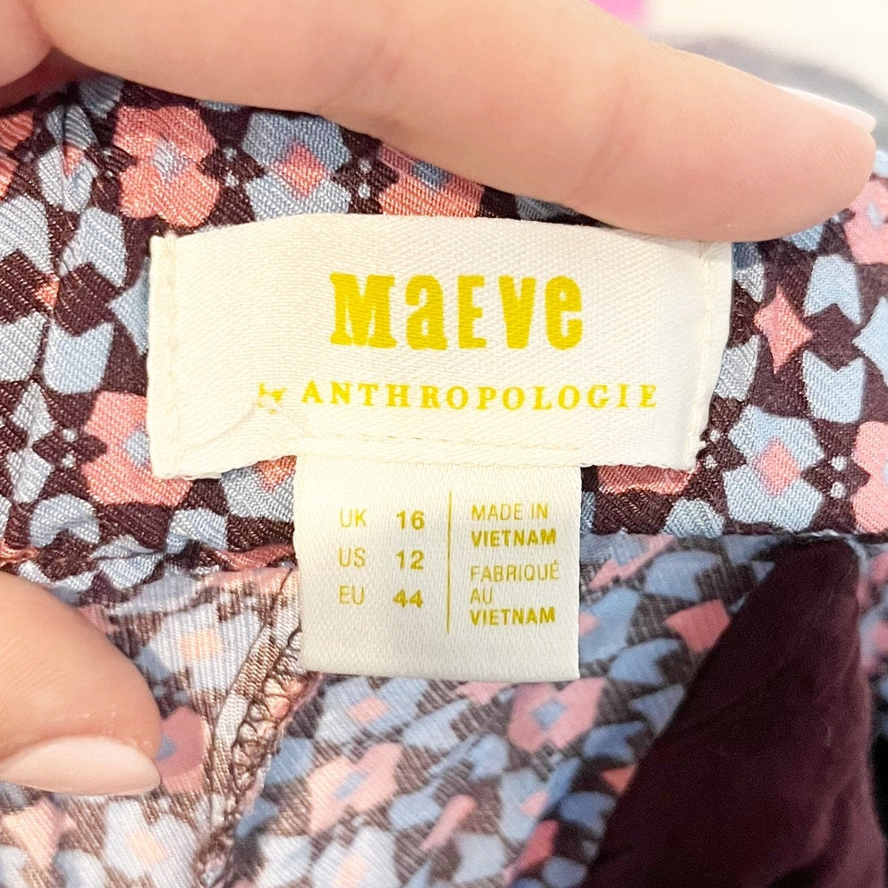 Maeve by Anthropologie High Waisted Wide-Leg Trouser Pants Purple 12