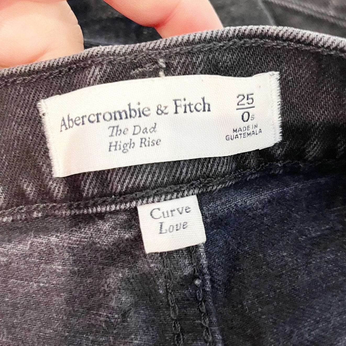 Abercrombie The Dad Curve Love Crossover Waist High Rise Jeans Black 25 Petite