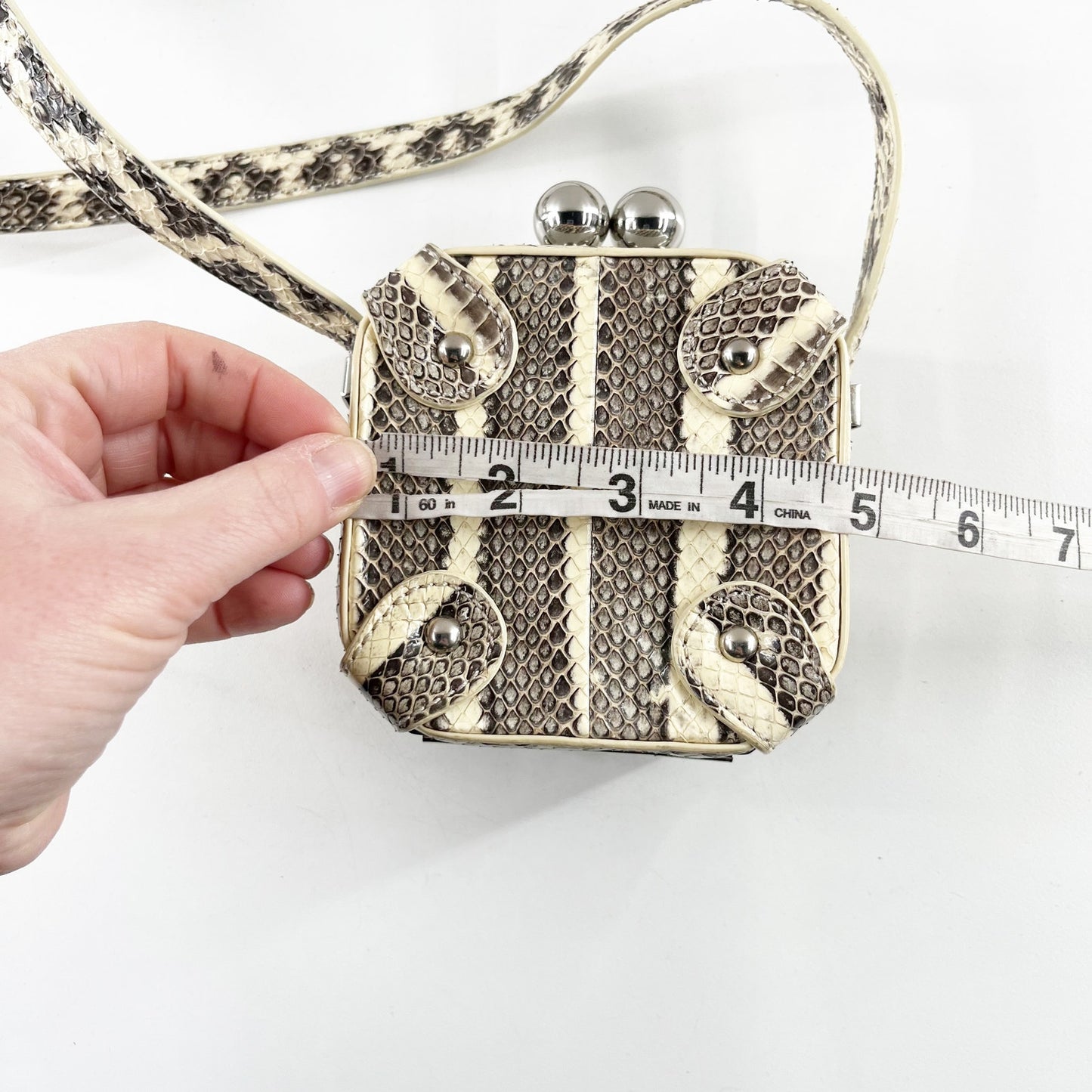 Talbots Mini Snakeskin Clasp Square Crossbody Purse