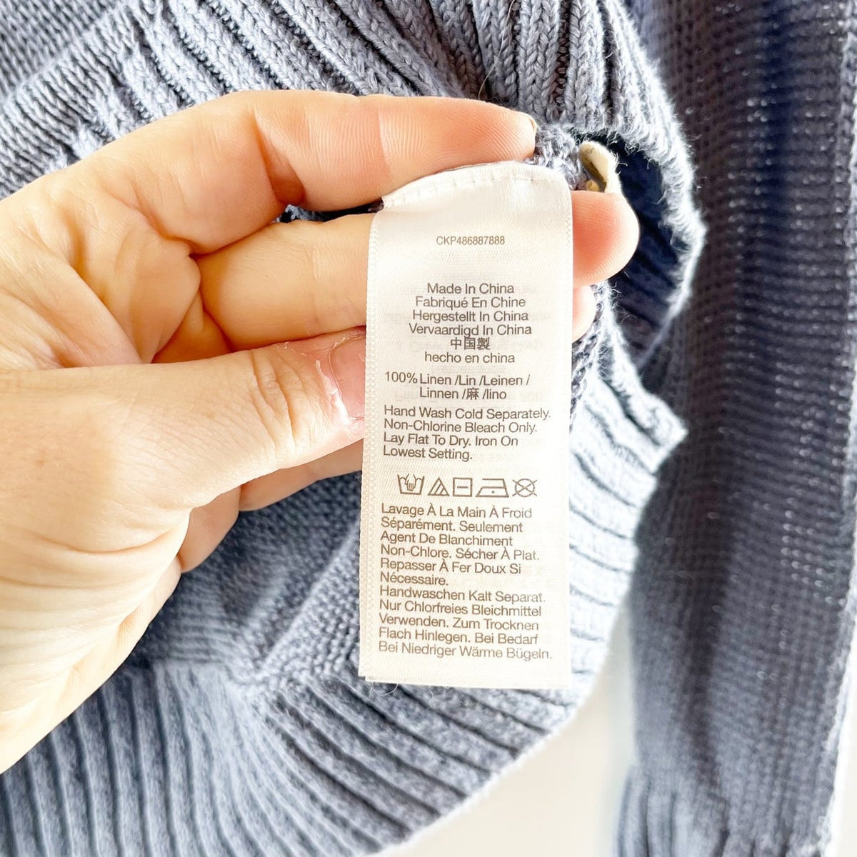 Madewell Linen Drop Shoulder Crewneck Sweater Blue XS