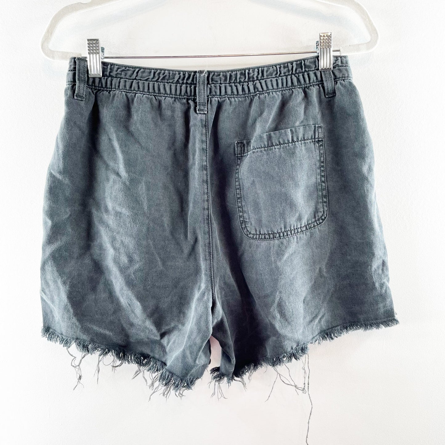 Aerie The Adventure High Rise Raw Hem Shorts Washed Black Small