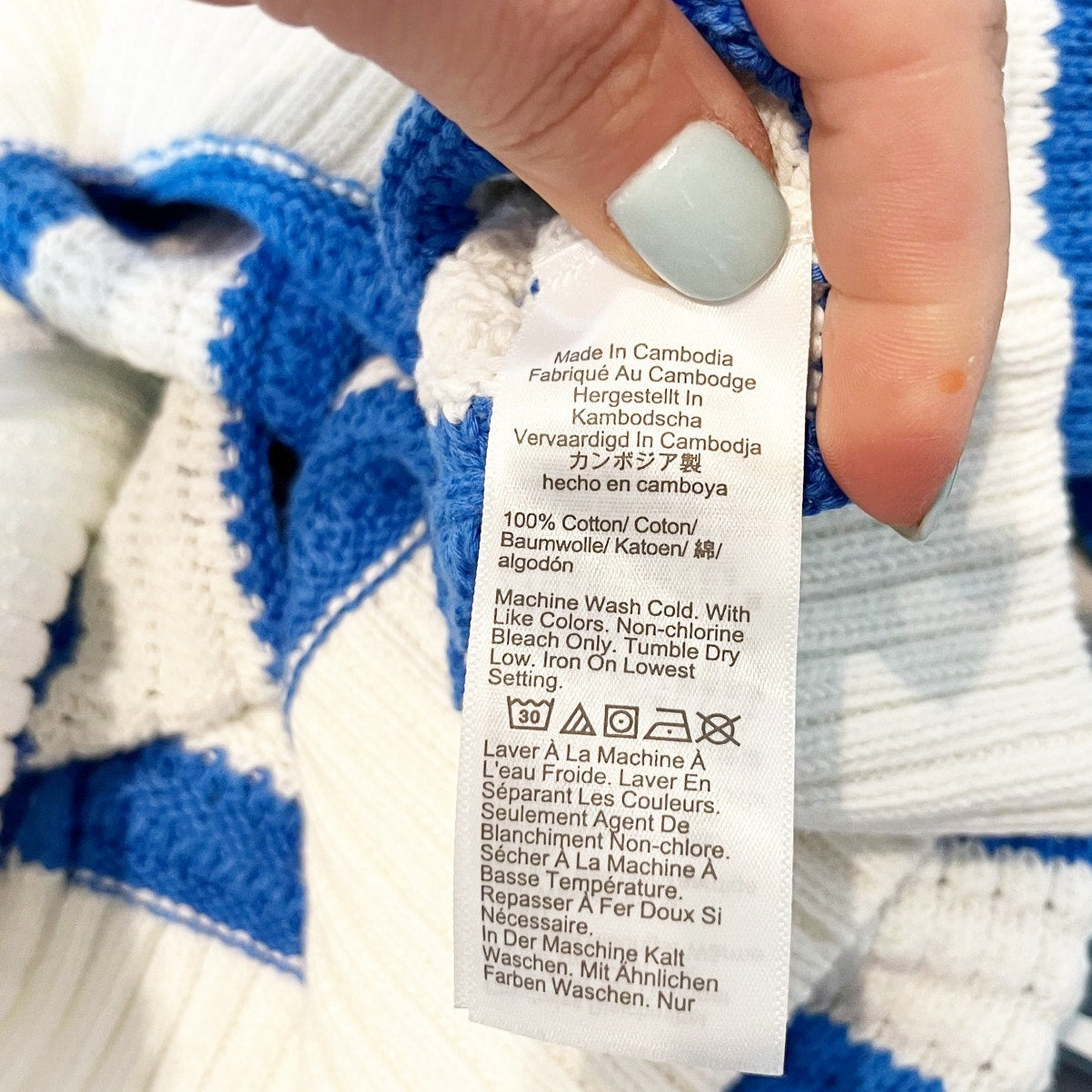 J. Crew Textured Striped Long Sleeve Crewneck Pullover Sweater White Blue Medium