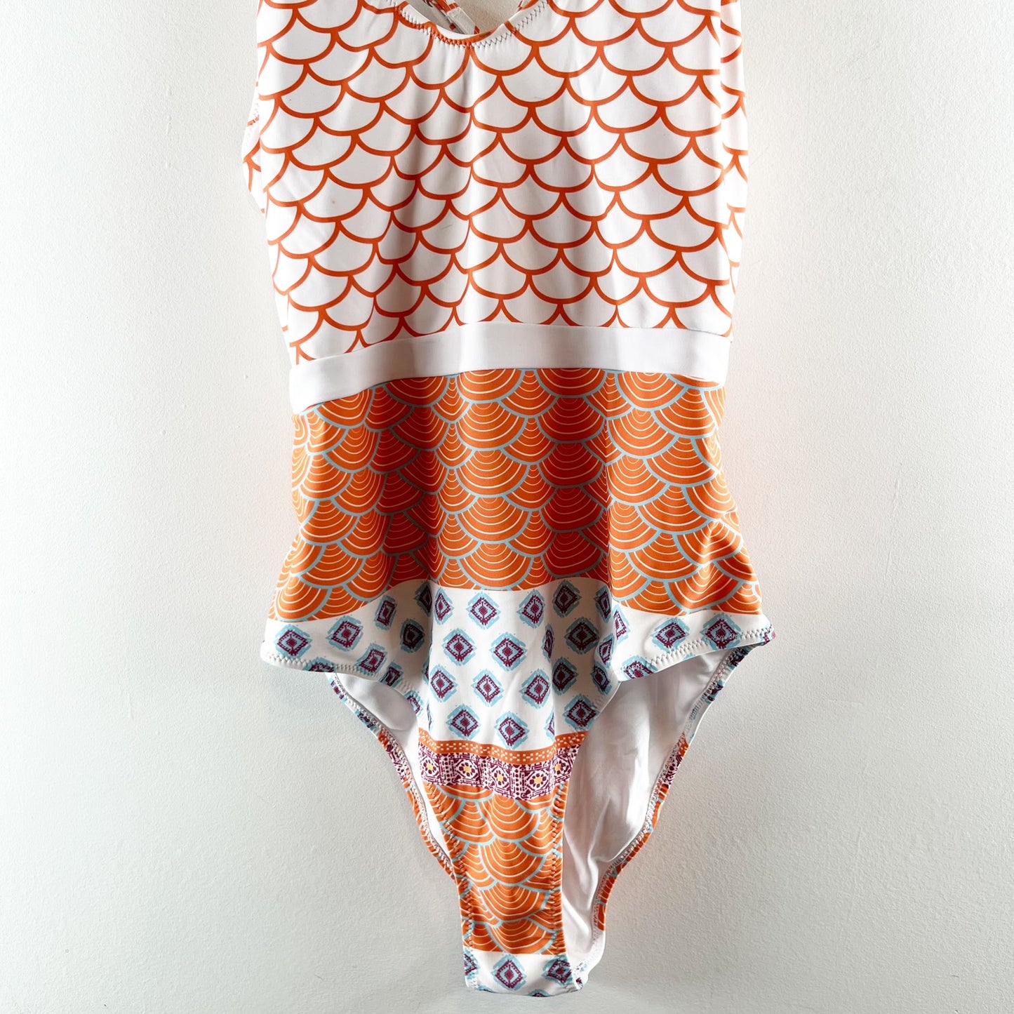 Cupshe Boho Print Strappy Back One Piece Full Coverage Bathing Suit Orange XL