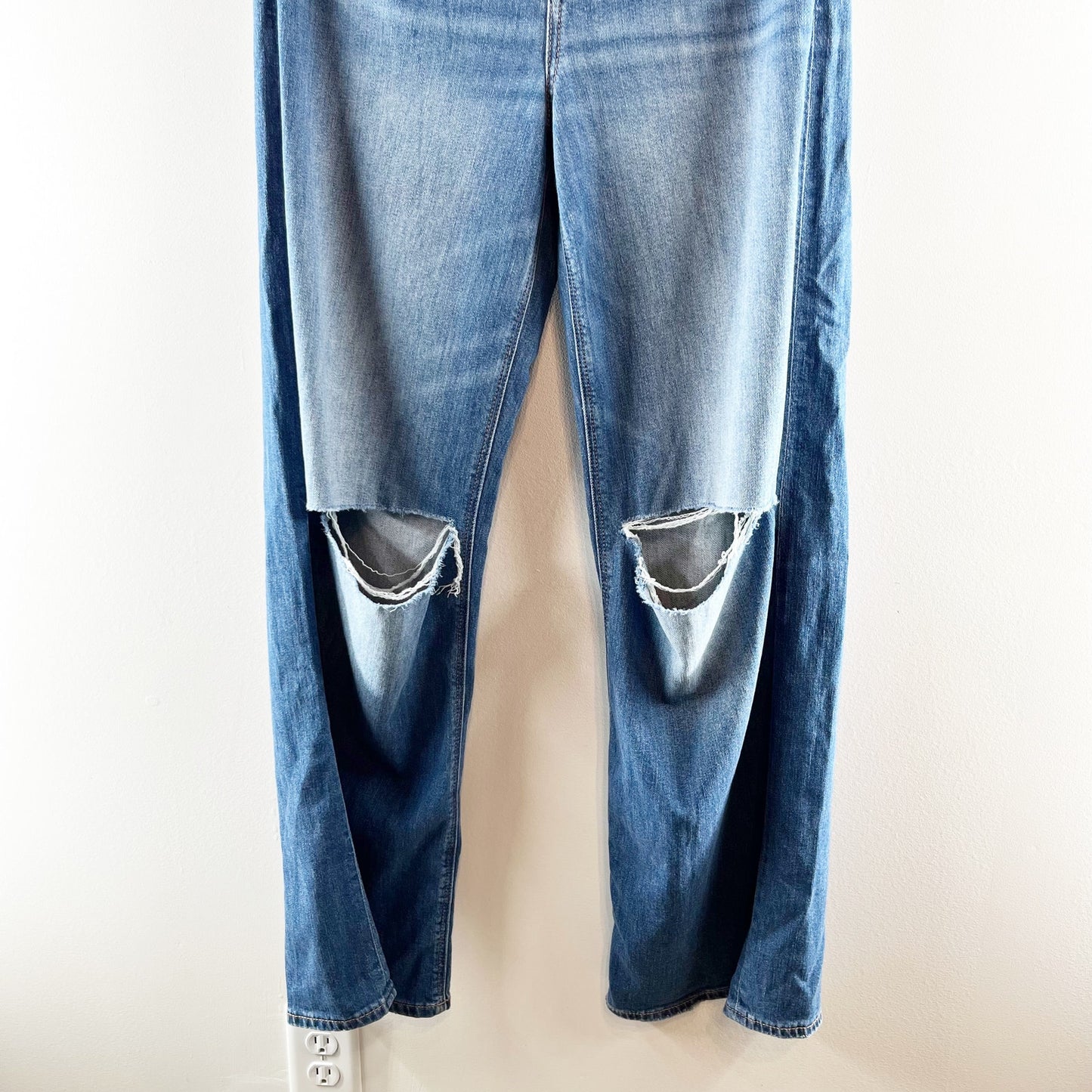 American Eagle Super High Rise Baggy Wide Leg Jeans Blue 4 Long / Tall