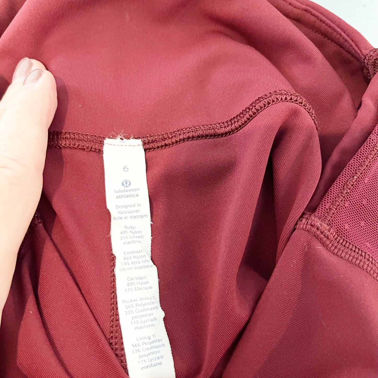 Lululemon Wunder Under Body Con Crop Leggings Deep Rouge Burgundy Red 6
