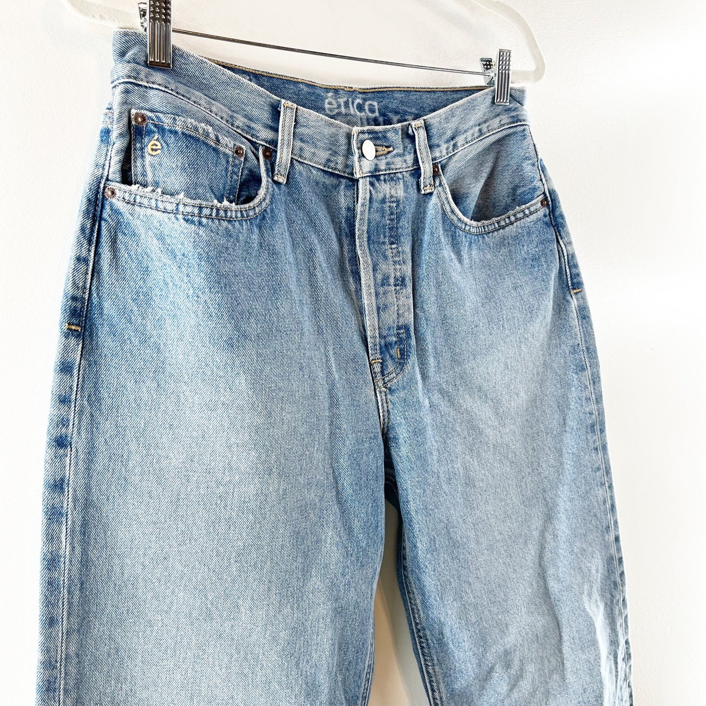 Etica Tyler Vintage High Rise Button Fly Straight Leg Jeans Blue 30