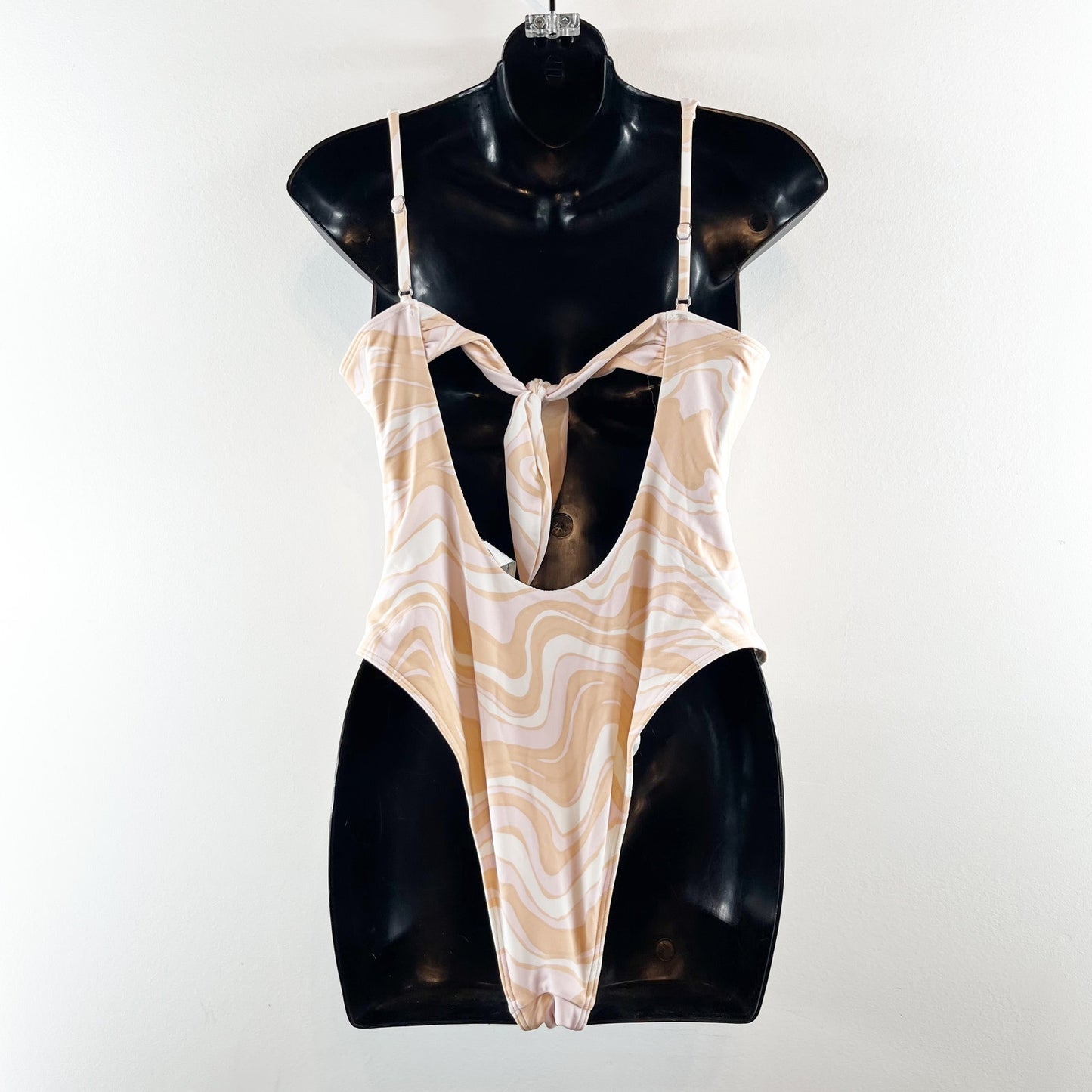 Abercrombie & Fitch Swirl Print Underwire One Piece Swimsuit Cream Pink M