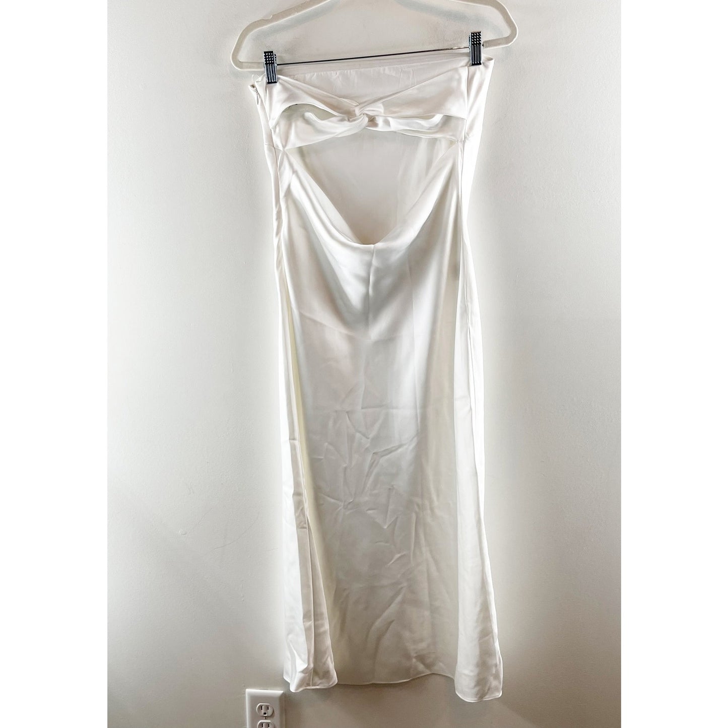 Sachin & Babi Aubrey Open Cutout Back Strapless Midi Slip Dress White 8
