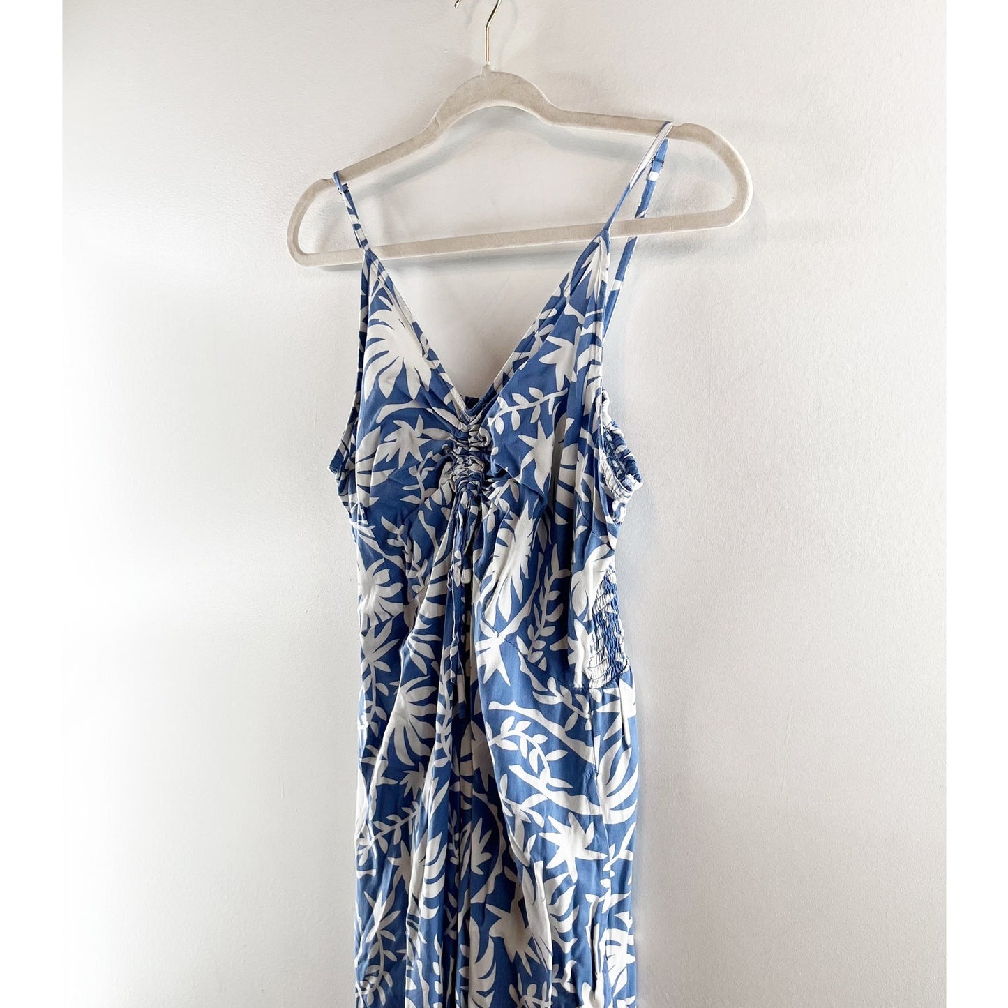 Japna Wide Leg Floral One Piece Jumpsuit Blue White XL