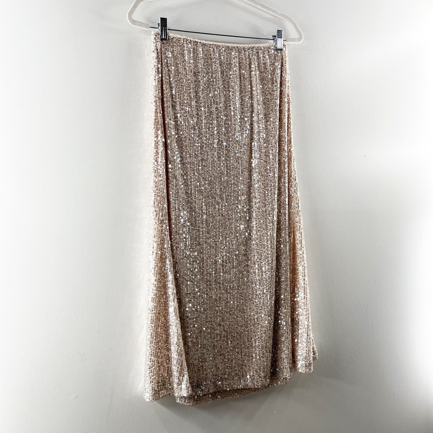 Old Navy High Waisted Sequin Lined Maxi Skirt Gold Medium Petite