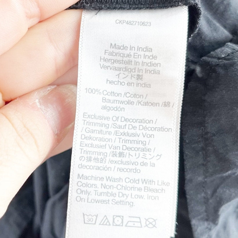 Madewell Melody Smocked Cotton Poplin Midi Dress Black Large