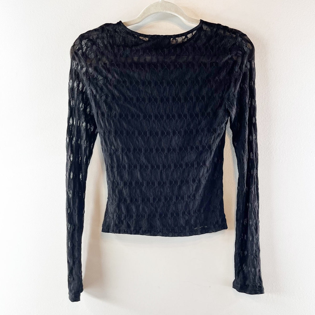 House of Harlow Long Sleeve Sheer Bra Top Black Small