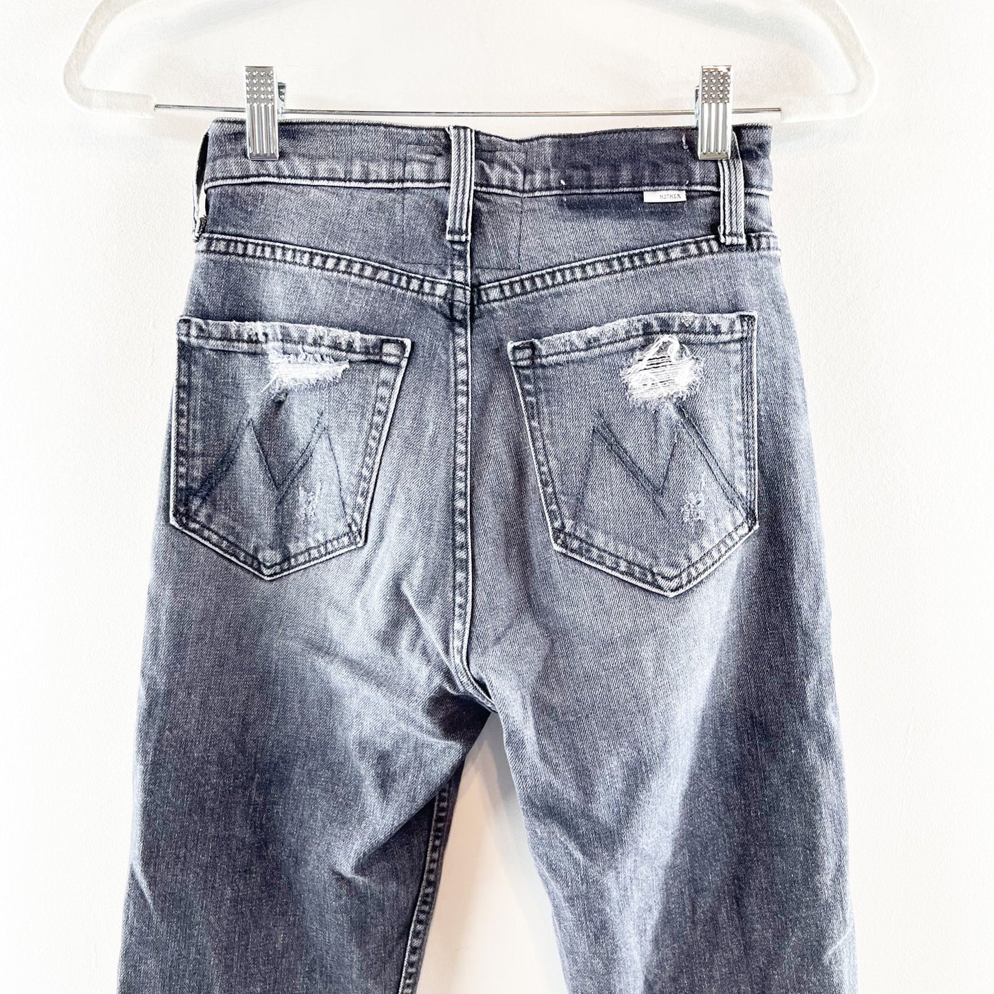 Mother High Waisted Rider Ankle Distressed Jeans After Midnight With Molly Black