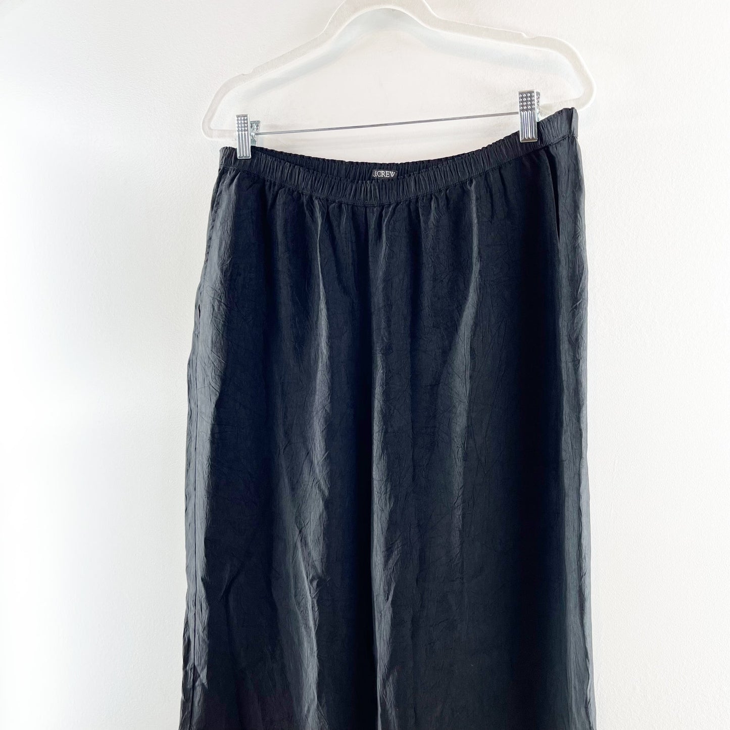 J. Crew Stratus Wide Leg Pants in Textured Satin Black Large
