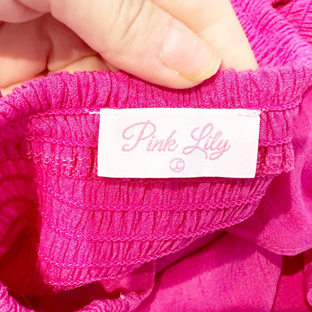 Pink Lily Cruise Through Town Halter Keyhole Mini Dress Hot Pink Large