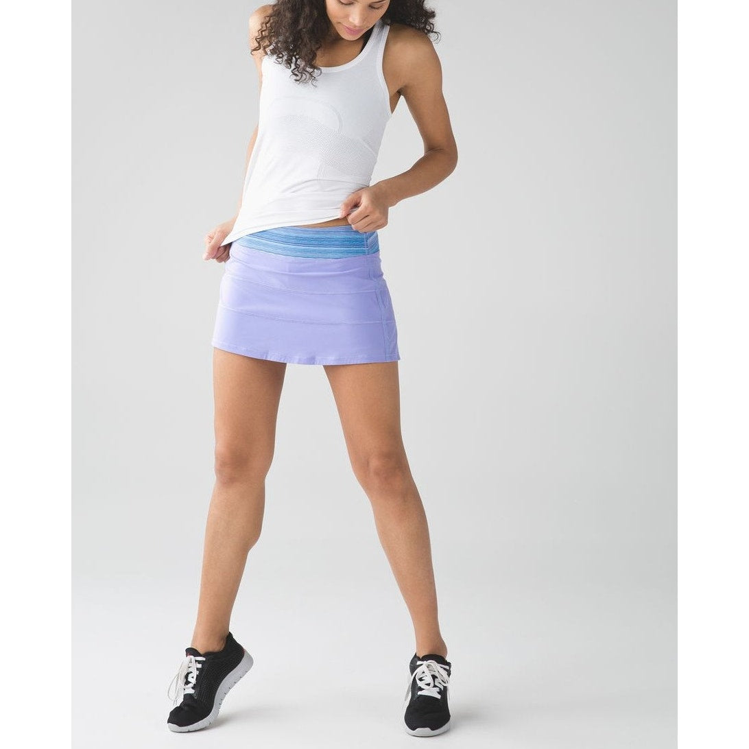 Lululemon Pace Rival Skirt II Tennis Skort Lilac Wave Twist Caspian Blue 4