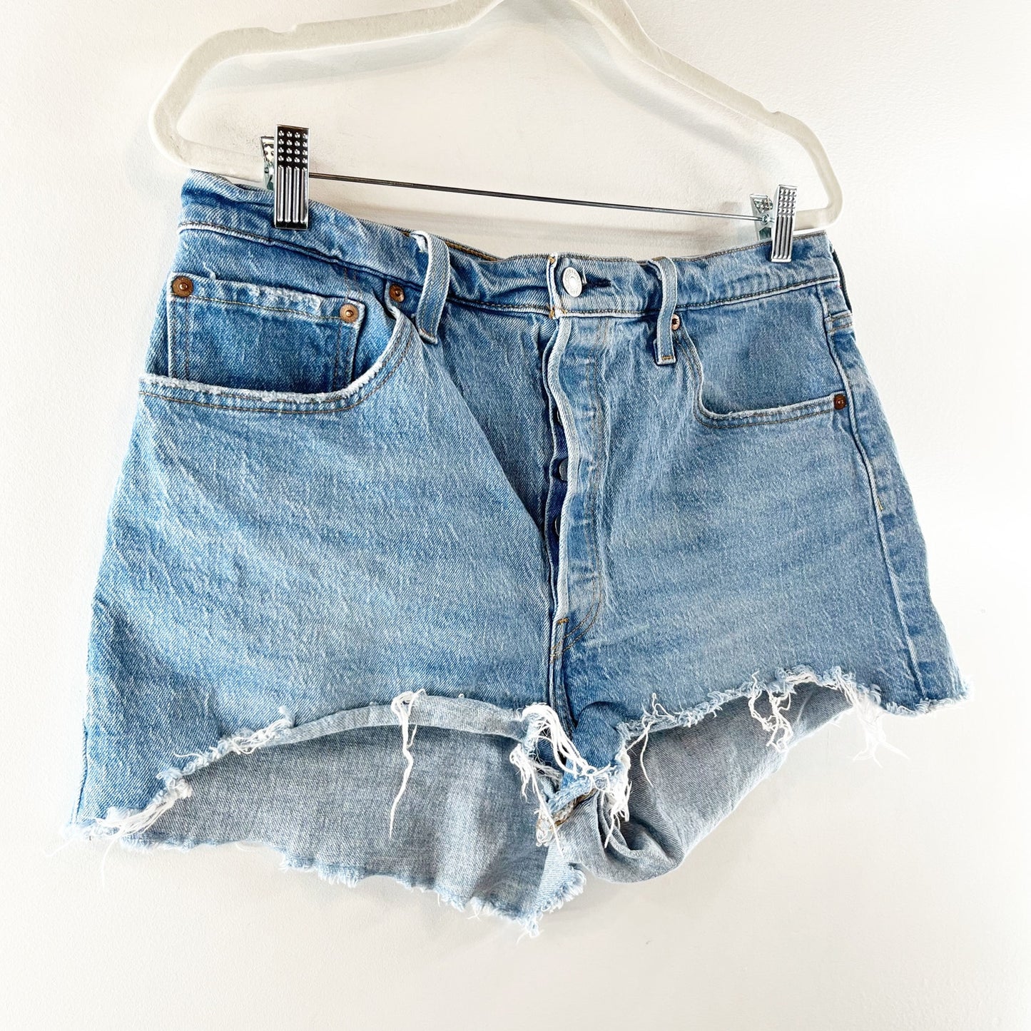 Levi's 501 Original High Rise Button Fly Cutoff Jeans Shorts Blue 16