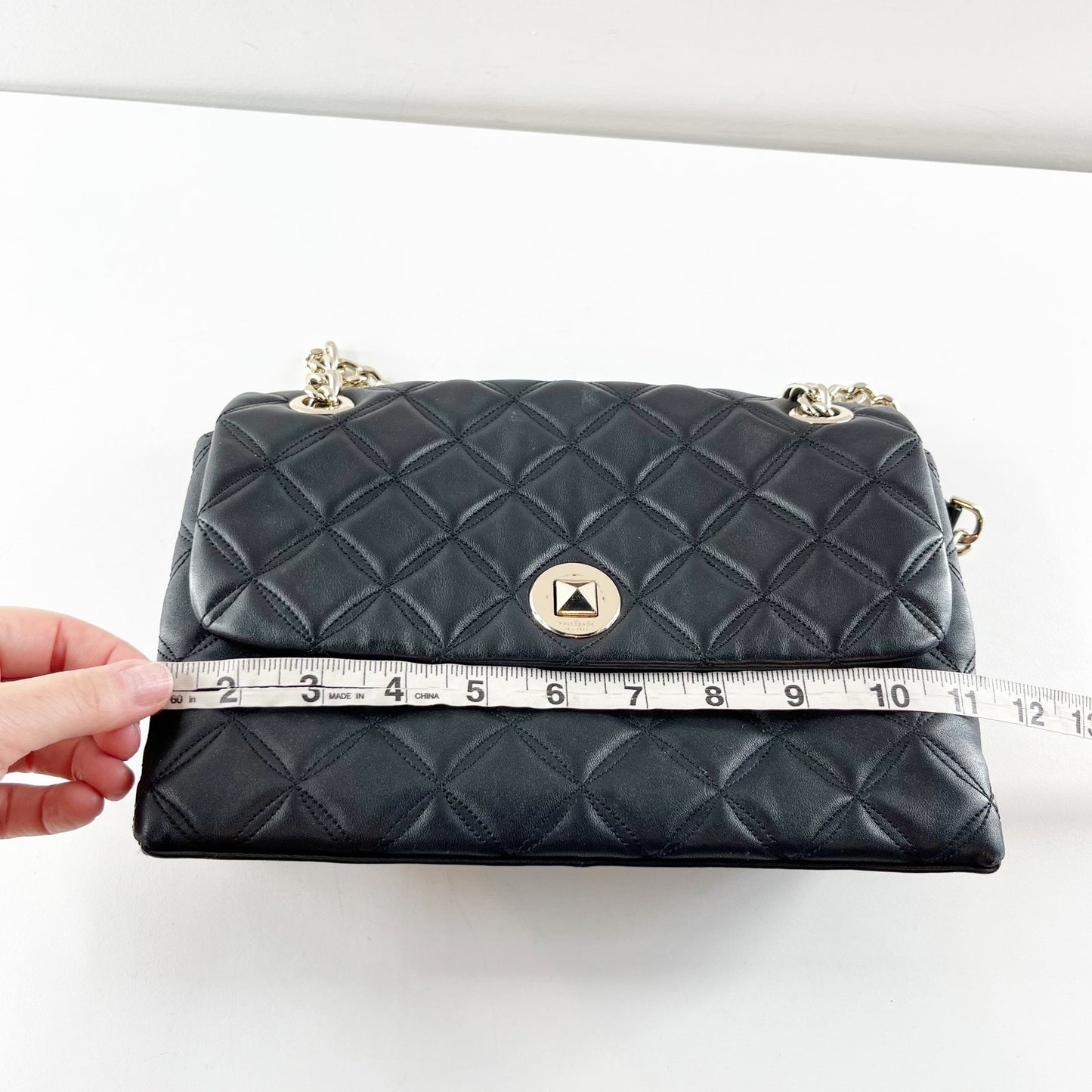 Kate Spade Natalia Quilted Black Leather Flap Shoulder Bag with Chain Strap