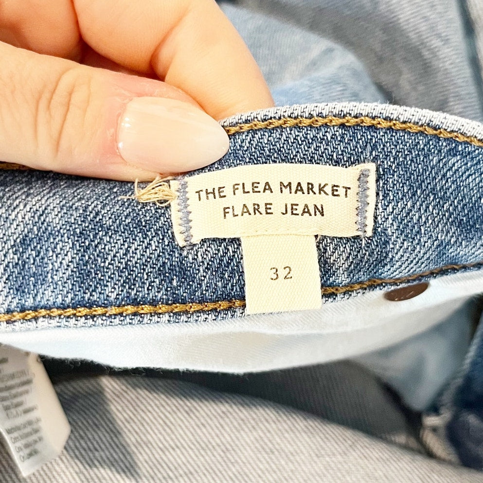 Madewell High Rise Flea Market Flare Jeans in Amaretto Wash Blue 32 / 14