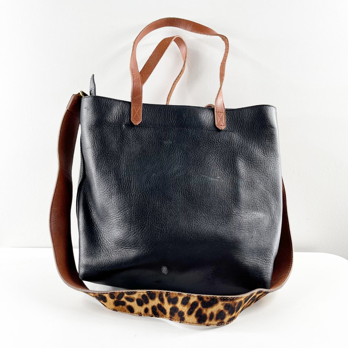 Madewell The Leather Transport Tote Bag Black Brown
