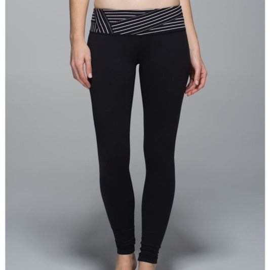 Lululemon Reversible Wunder Under Mid-rise Leggings Pants Luon Black 6