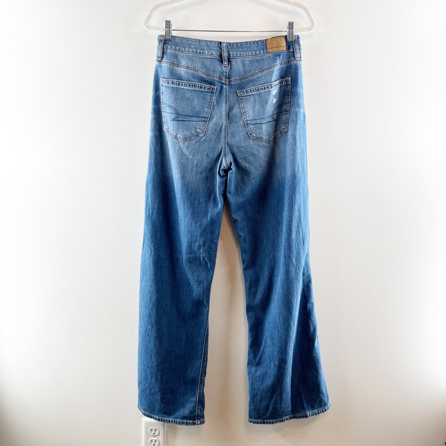 American Eagle Super High Rise Baggy Wide Leg Jeans Blue 4 Long / Tall