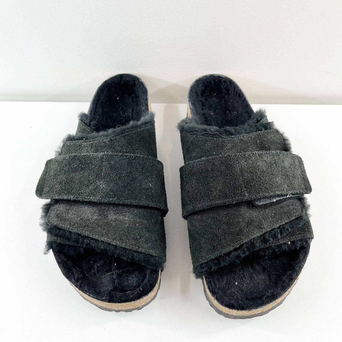 Birkenstock Kyoto Shearling Suede Leather Slide Sandals Black 43 / W M10