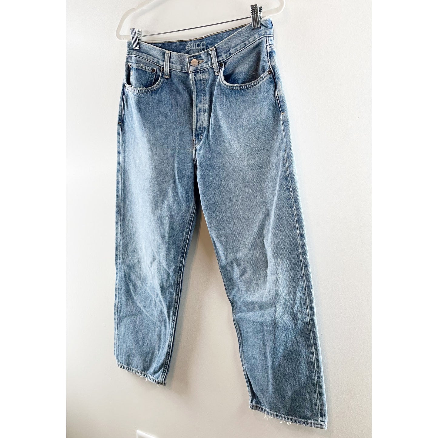 Etica Tyler Vintage High Rise Button Fly Straight Leg Jeans Blue 30