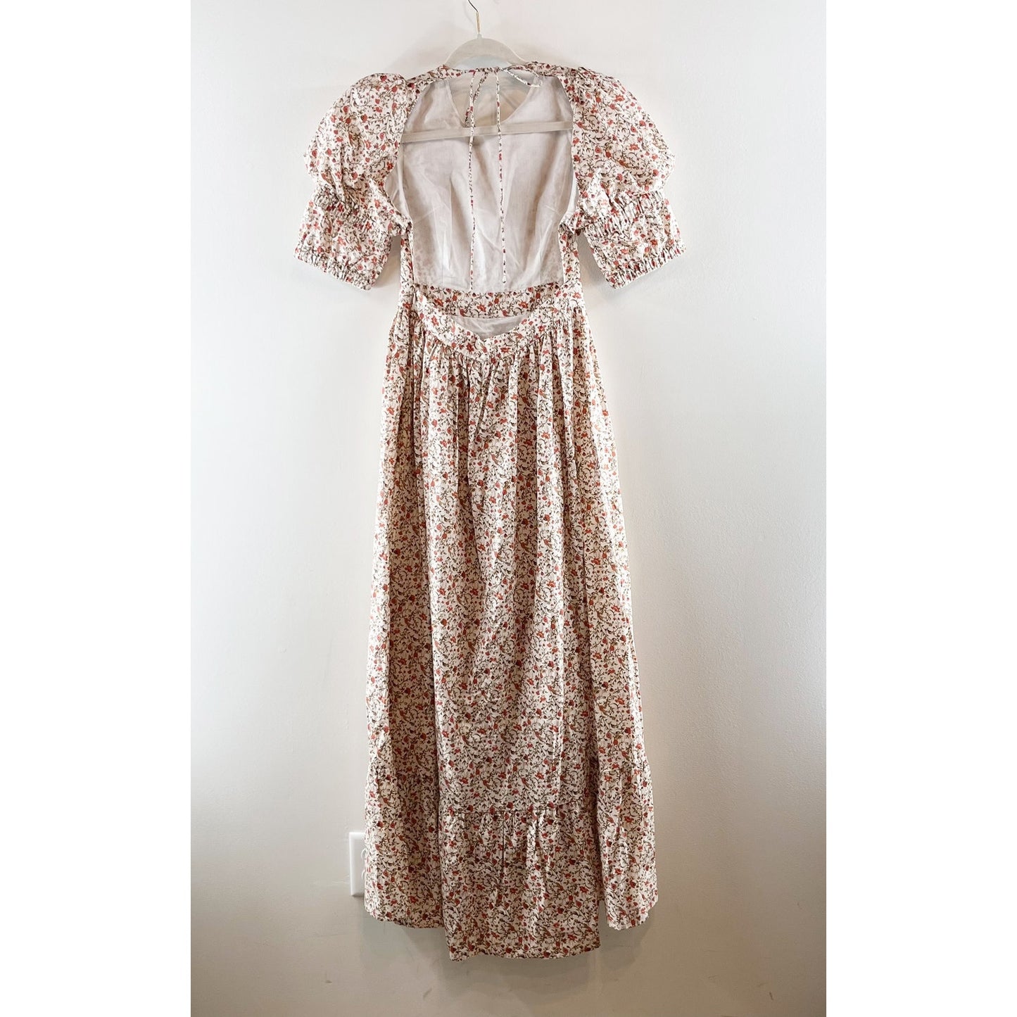 o.p.t One Pretty Time Hayden Puff Sleeve Open Back Floral Maxi Dress Pink Small