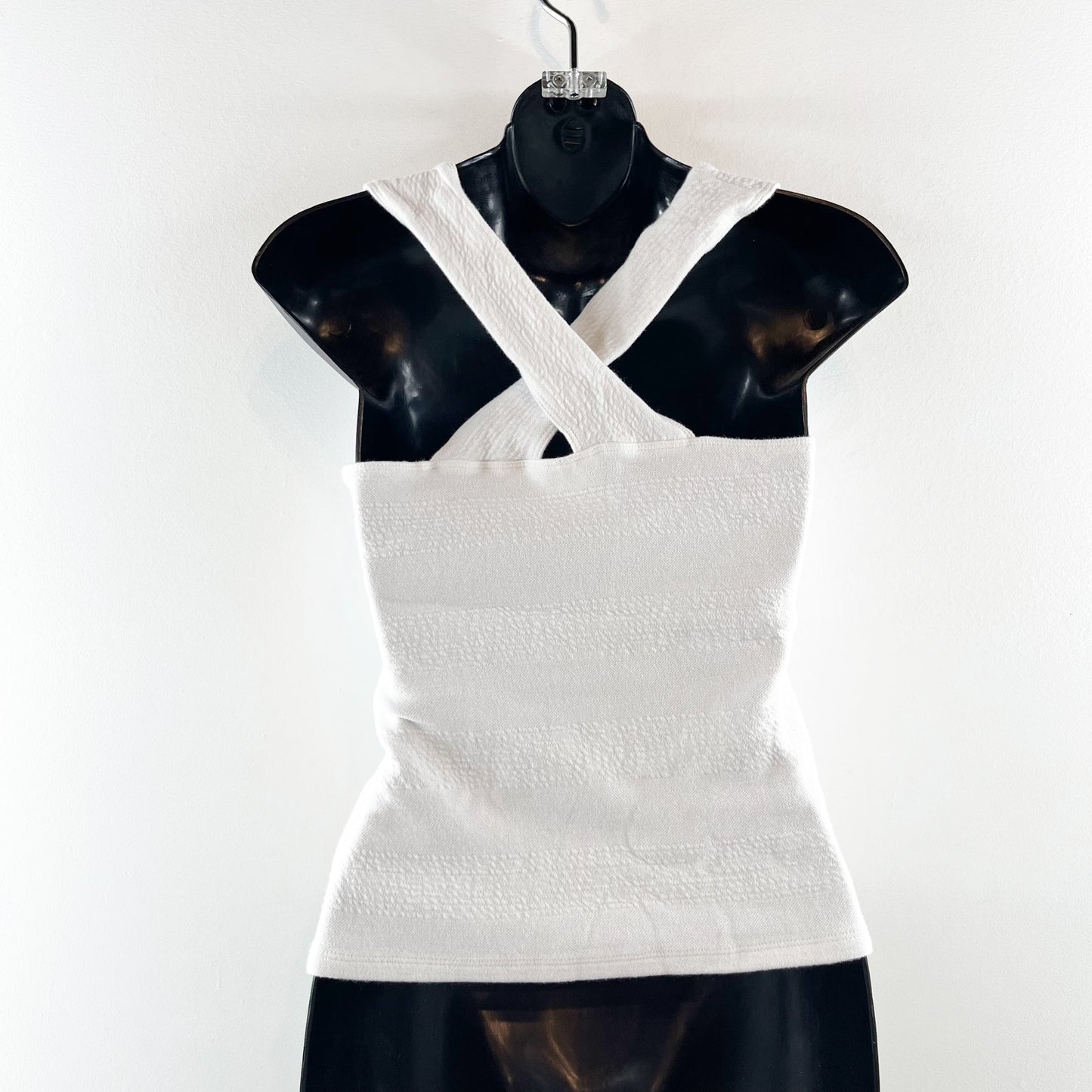 Maeve Anthropologie Square Neck X Back Textured Tank Top White XS