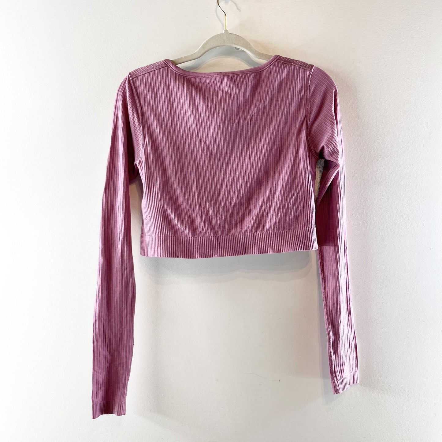 Lululemon Ebb to Street Long Sleeve Cropped Shirt Velvet Dust Purple Pink 10