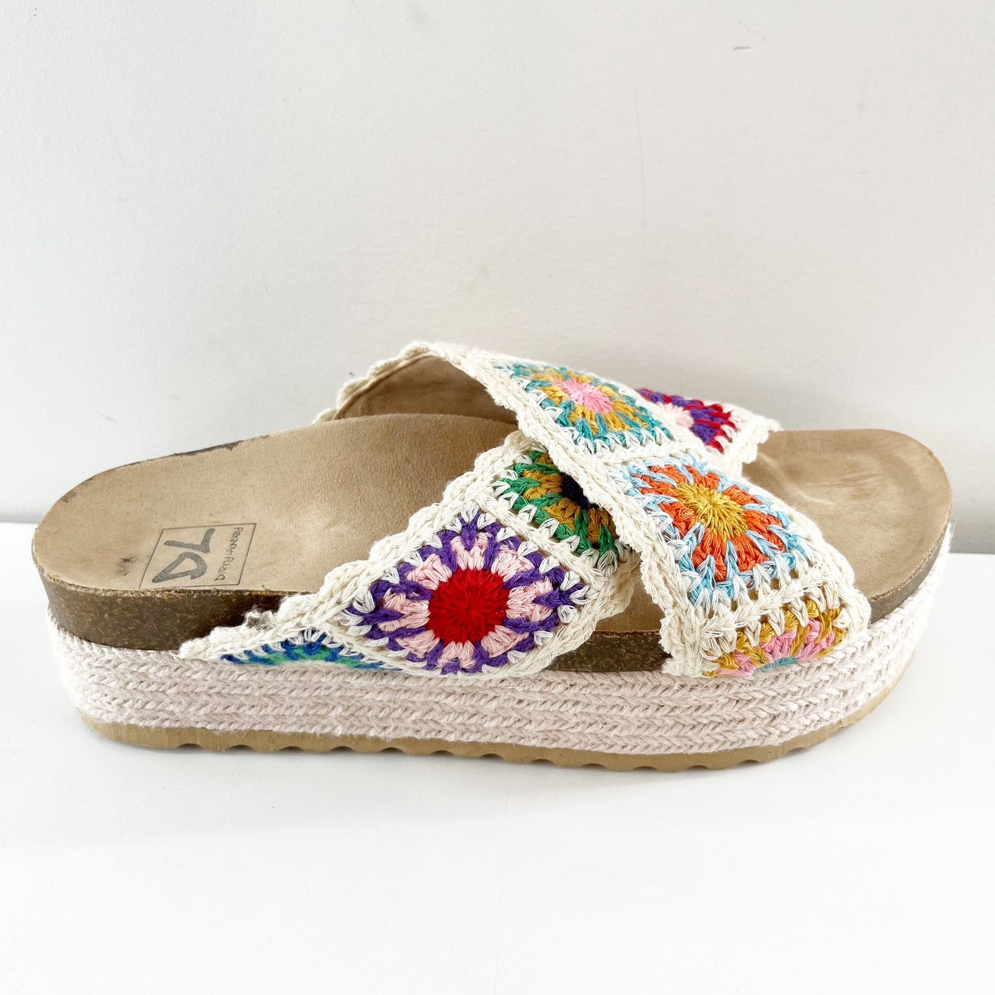 Dirty Laundry Slide Criss Cross Espadrille Granny Square Crochet Sandals 8