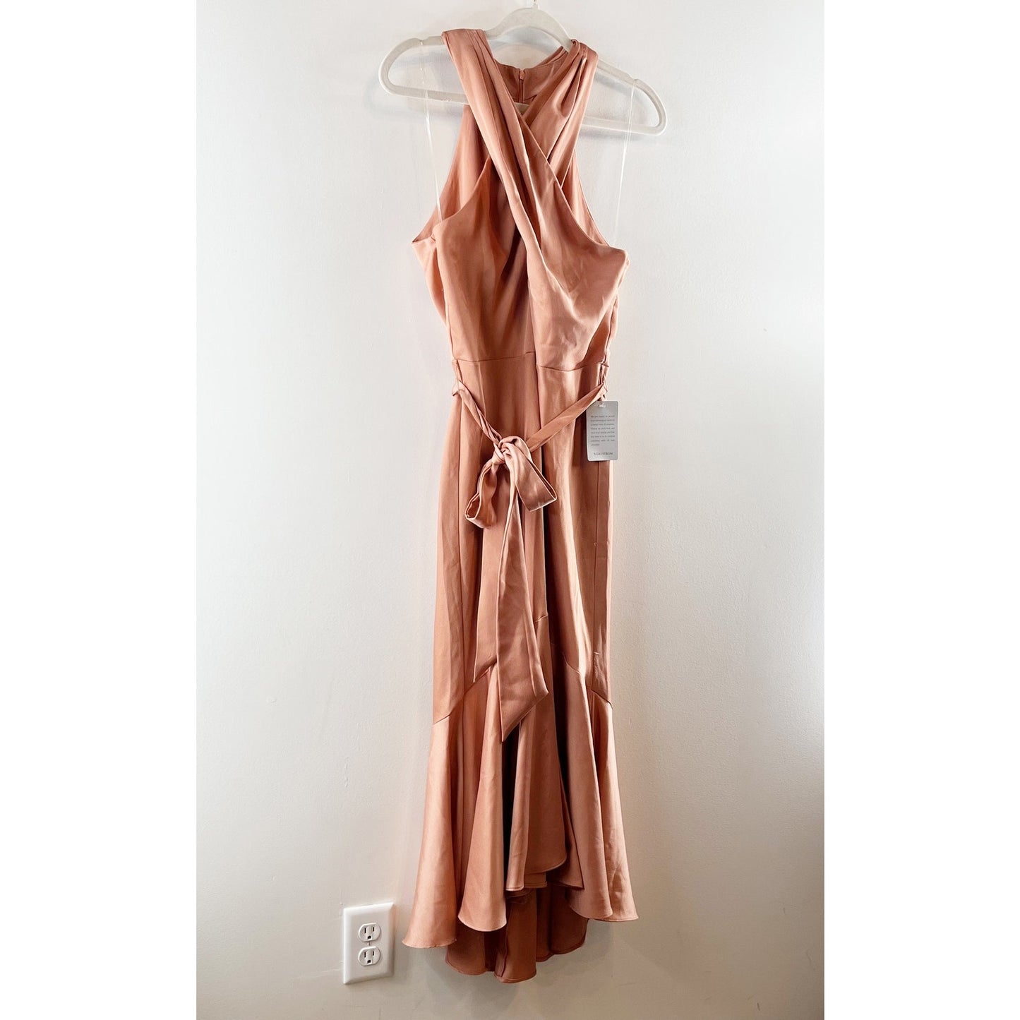 Taylor Satin Tie Waist Sleevleess Midi Dress Blush Pink 8