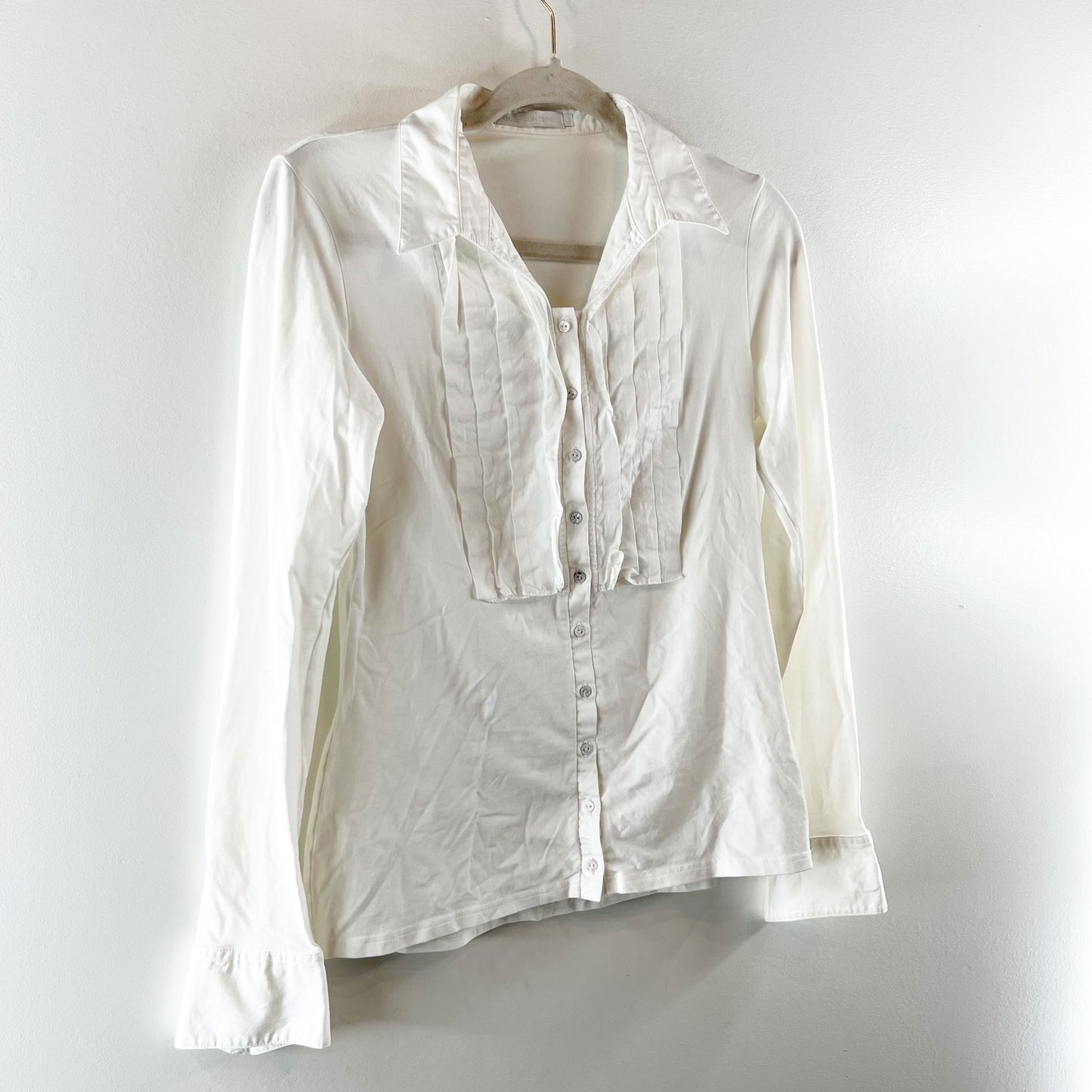 Anne Fontaine Meredith Long Sleeve Pleated Button-Up Shirt White 40 / 6